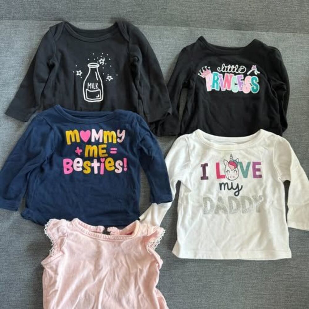 5-Piece Baby Girl Long Sleeve Shirt and Onesie Lot